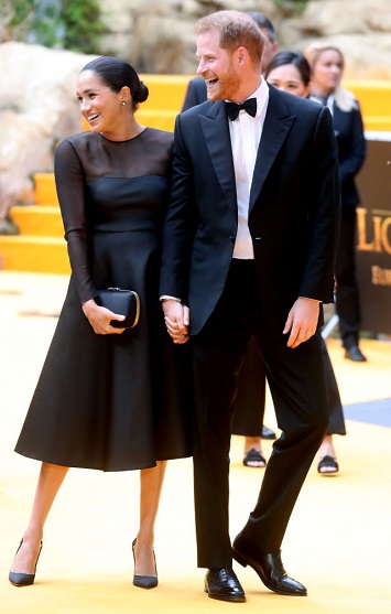 Меган Маркл и Принц Гарри на премьере «Короля Льва» в Лондоне, 14 июля 2019 года