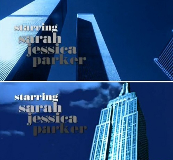 Титры к сериалу&nbsp;«Секс в большом городе» до (сверху) и после 11 сентября 2001 года (снизу)